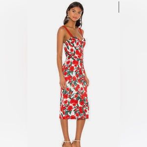 NEW BRONX & BANCO Roses Floral Print RUBY Pencil Skirt Midi Dress Medium